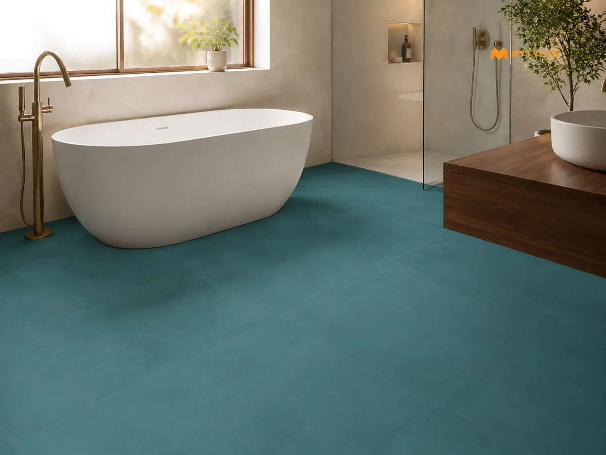 Blue Rustic Matt Vitrified Bathroom Floor Tile
